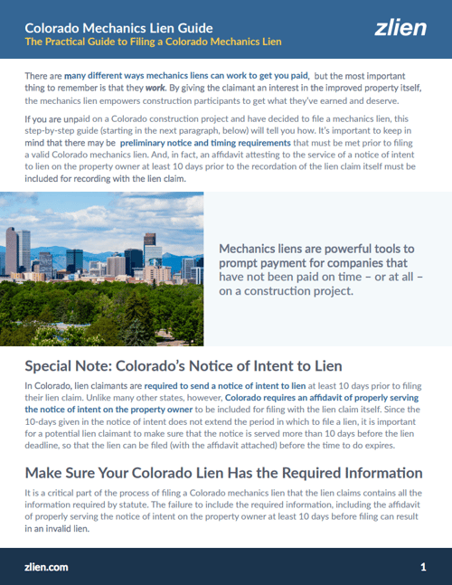 How To File An Colorado Mechanics Lien Guidebook Notices, Liens
